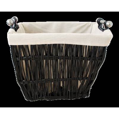 Rectangular Black Lined Wicker Black Basket