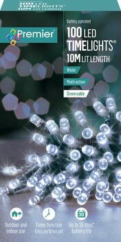 100 Led Battery Operated Time Lights White