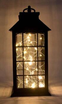 30Cm Caged Lantern With Led