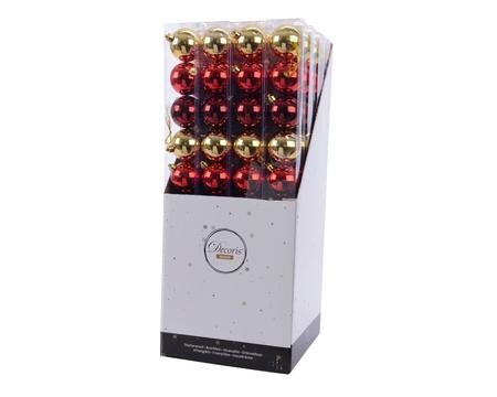 Tube Of Ten Shatterproof Baubles Red And Gold Mix