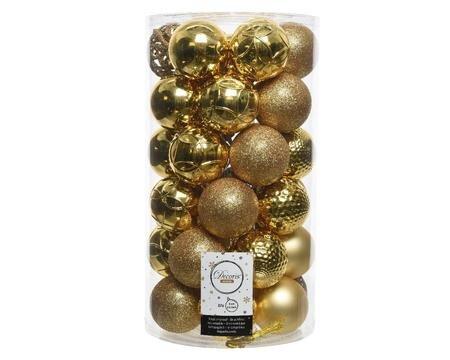 Carton Of 37 Shatterproof Baubles Gold Mix