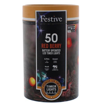 50 Bo Led 8 Function With Timer Berry Lights -red