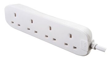 13A 4 Gang 5M Extension Lead White (New Shape)