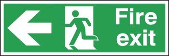 Fire Exit Running Man Arrow Left - Pvc Sign (300 X 200mm)