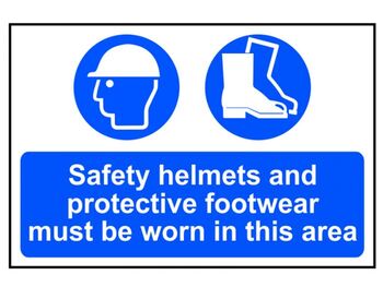 Safety Helmets & Protective Footwear Must Be Worn - Pvc Sign