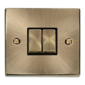 Antique Brass 2 Gang 2 Way Switch Black Insert