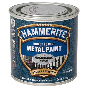 Hammerite Metal Paint Hammered Silver 250Ml