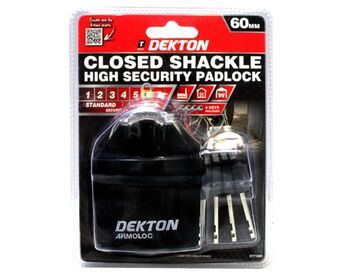 Dekton 60mm Security Closed Shackle Padlock