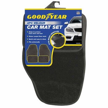 Goodyear Heavy Duty Rubber 4 Pce Car Mat Set