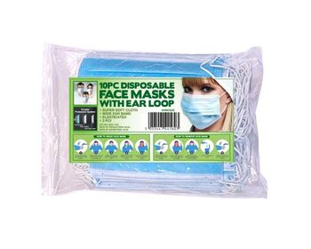 10 Piece Disposable Face Masks With Ear Loop