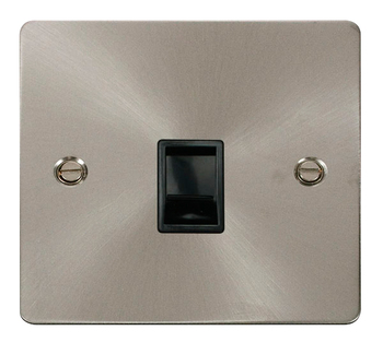 Define Flat Plate Brushed Steel Single Master Telephone Point - Black Insert
