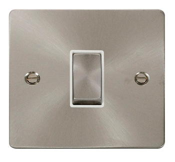 Define Flat Plate Brushed Steel Intermediate Switch - White Insert
