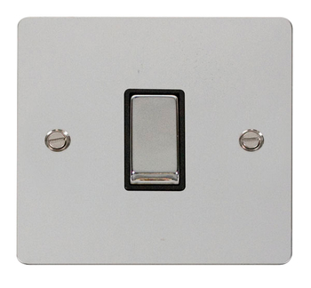 Define Flat Plate Polished Chrome 1 Gang 2 Way Switch - Black Insert