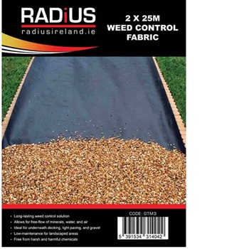Radius Plus Pro Weed Control Fabric 2Mt X 25Mt 50Sqmt