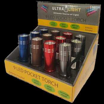 9 Led Coloured Pocket Torch