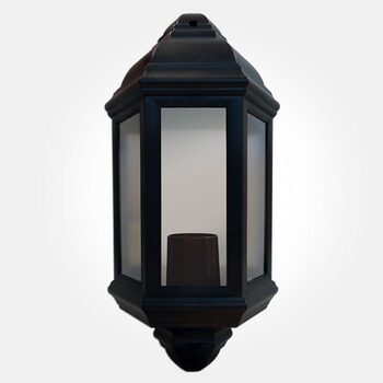 60W Max Polycarbonate Half Lantern - Black