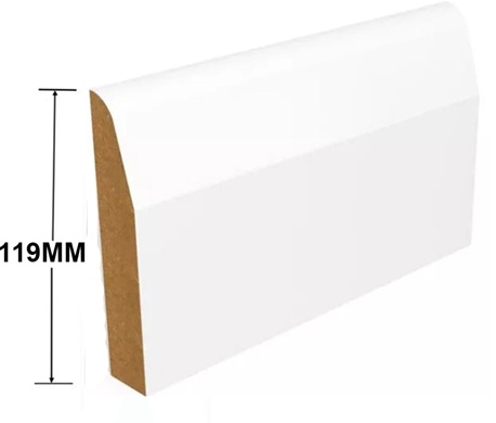 5In Mdf Splayed Skirting 119mm X 14.5mm White Primed (5.49M Length)