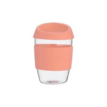 Glass Reusable Coffee Cup Pink 400ml