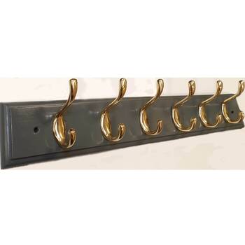 Sasta Grey 6 Hat & Coat Rack Brass