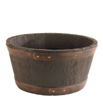 50Cm Barrel Planter Oak Wood Effect 24Cm High