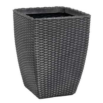 Tall 32Cm Square Rattan Effect Planter 41Cm High