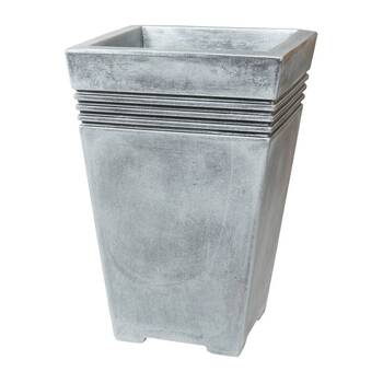 Milano Square 30Cm Planter Metal Effect 45Cm High