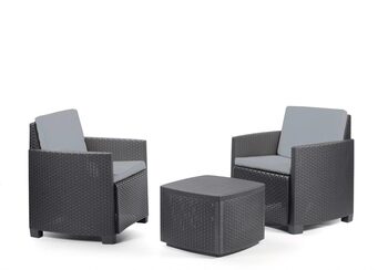 Trinacria Rattan Effect Bistro Set Antracite