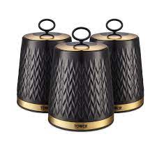 Empire Set Of 3 Canisters Black