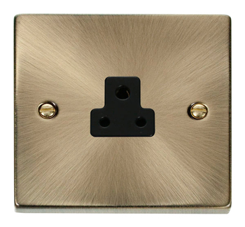 Deco Antique Brass 2A Round Pin Socket Black Insert