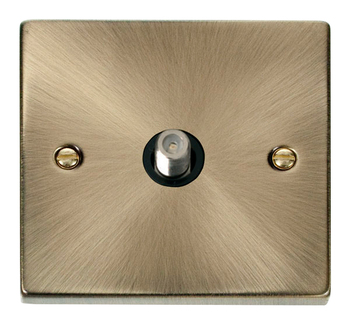 Antique Brass Single Satelite Outlet Black Insert