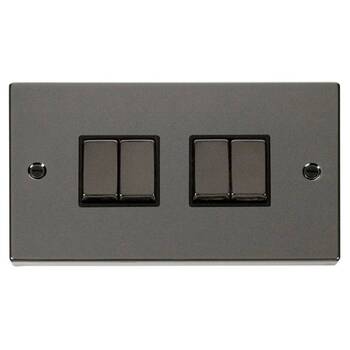 Black Nickle 4 Gang 2 Way Switch Black Insert