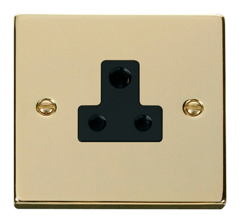 Polished Brass 5Amp Socket Black Insert