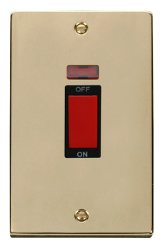 Deco Polished Brass 2 G 45A Switch Neon Bl