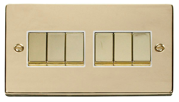 Deco Polished Brass 6 G 10A Switch Wh