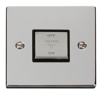 Deco Polished Chrome Fan Isolator Switch - Black Insert