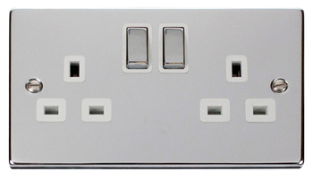 Deco Polished Chrome 13A 2G Switched Socket - White Insert