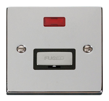 Deco Polished Chrome 13A Fused Connection Unit - Black Insert